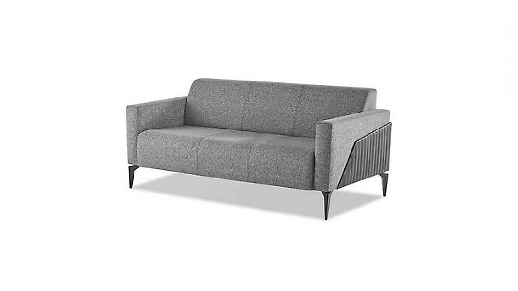 JVmoebel 3-Sitzer Sofa 3-Sitzer Textil Leder Edelstahl Modern Grau Couch Dr günstig online kaufen