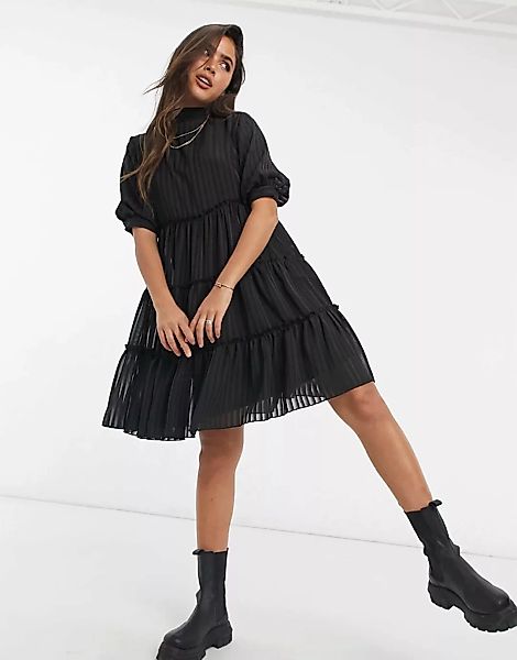 Y.A.S – Minihängerkleid mit Falten und weiten Ärmeln in Schwarz günstig online kaufen