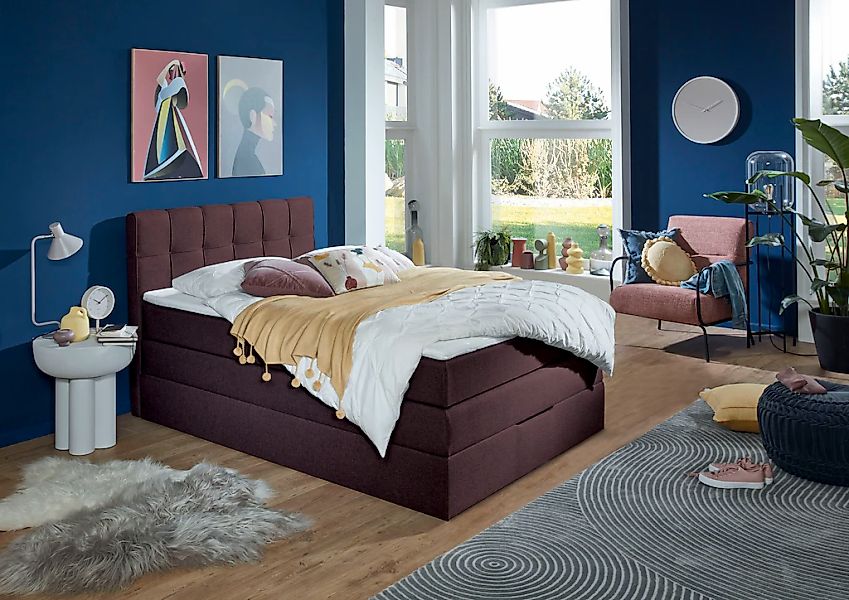 Home affaire Boxspringbett "Fornoli" inkl. Topper und Bettkasten, H3 in zwe günstig online kaufen