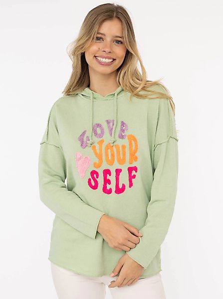 Zwillingsherz Hoodie ""Love Yourself"", mit Kapuze und Flockprint in frisch günstig online kaufen