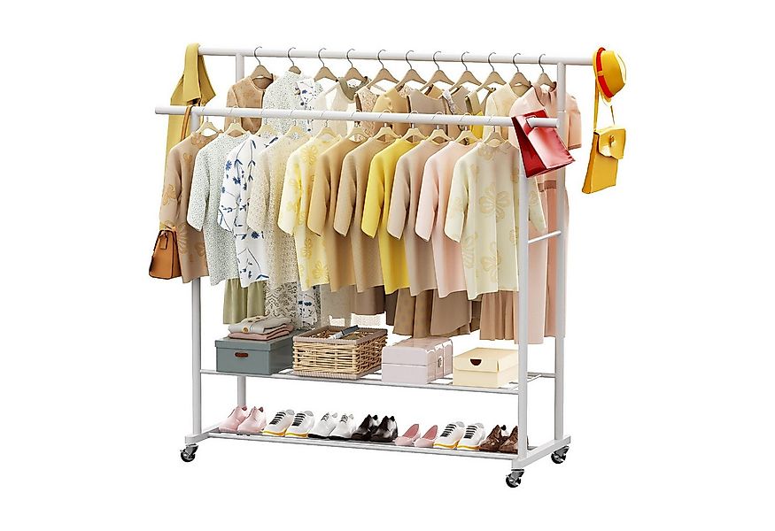 loefme Kleiderständer 2 Regale + 2 Stangen, (115×40×145cm, bis 53 kg belast günstig online kaufen