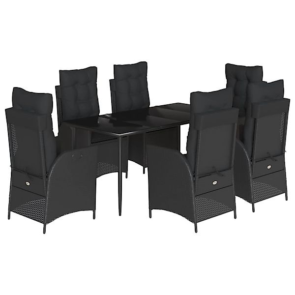 vidaXL 7-Tlg Garten-Essgruppe mit Kissen Schwarz Poly Rattan 3213180 günstig online kaufen