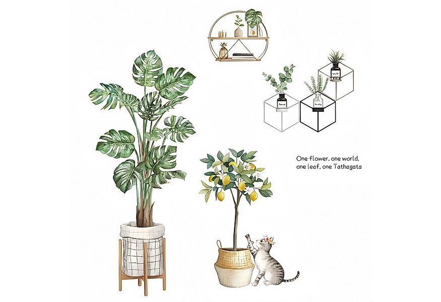 FOUORTUNATE-BEE Wandtattoo Tropische Pflanzen Wandaufkleber für Wohnzimmer günstig online kaufen