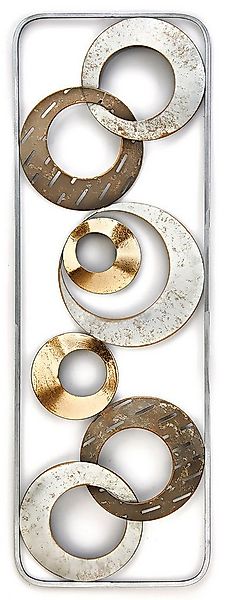Kobolo Wandbild Wanddekoration KIANO aus Metall in gold und silber, Kreise günstig online kaufen