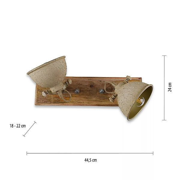 Deckenlampe Samia 2-flg., Holz, beige strukturiert günstig online kaufen