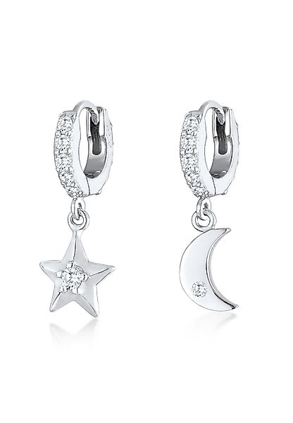 Elli Ohrhänger-Set Creolen Ohrhänger Stern Mond günstig online kaufen