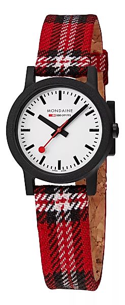 Mondaine Essence Scottish Schwarz,Armband  Rot, 32 mm MS1.32111.LC Damenuhr günstig online kaufen