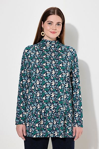 Ulla Popken Longshirt Longshirt Blüten Stehkragen günstig online kaufen