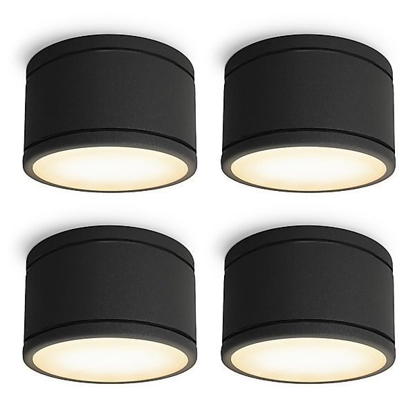 SSC-LUXon 4er Set Celi-WX LED Feuchtraum Deckenlampe IP44 Rund Schwarz mit günstig online kaufen