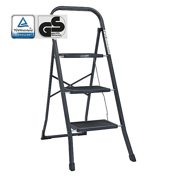 TRUTZHOLM Trittleiter 3 Stufen Klappbar TÜV/GS 150 kg Anti-Rutsch Trittfläc günstig online kaufen