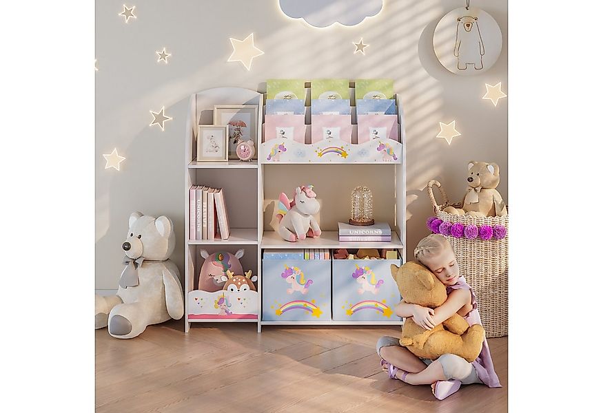en.casa Kinderregal, »Lysekil« 100 x 93 x 30 cm mit Einhorn Motiv günstig online kaufen