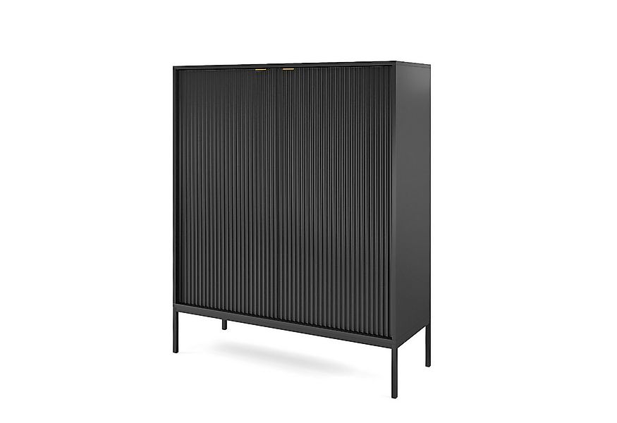 Selsey Highboard VELLORE, 2-türig mit 6 Fächern, schwarzem Gestell, 125 cm günstig online kaufen