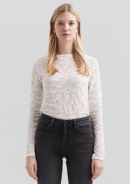 QS Langarmshirt T-Shirt Leicht transparentes Langarmshirt mit Strukturmuste günstig online kaufen