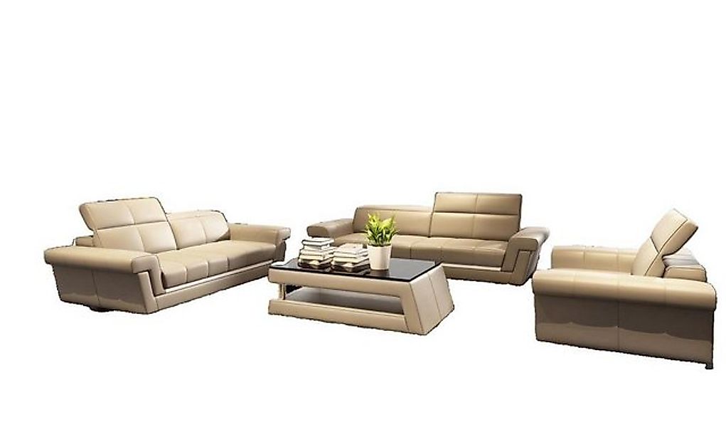 JVmoebel Sofa Designer Sofagarnitur Polster Ledersofa Set Kombination 3+2+1 günstig online kaufen