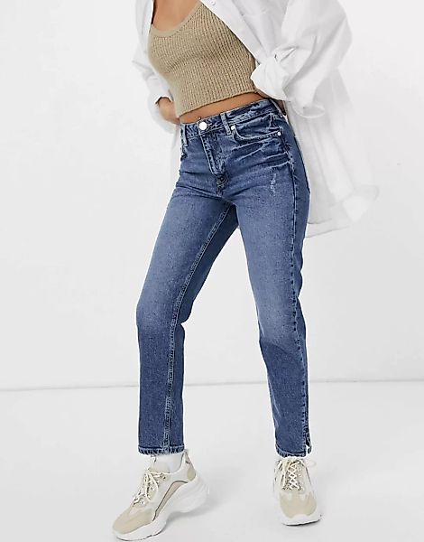 River Island – Schmal geschnittene Jeans in authentischem Mittelblau günstig online kaufen