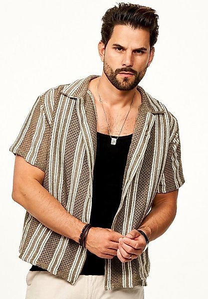 SOULSTAR Kurzarmhemd für Herren Strick Polo Hemd im Retro-Look Overshirt im günstig online kaufen