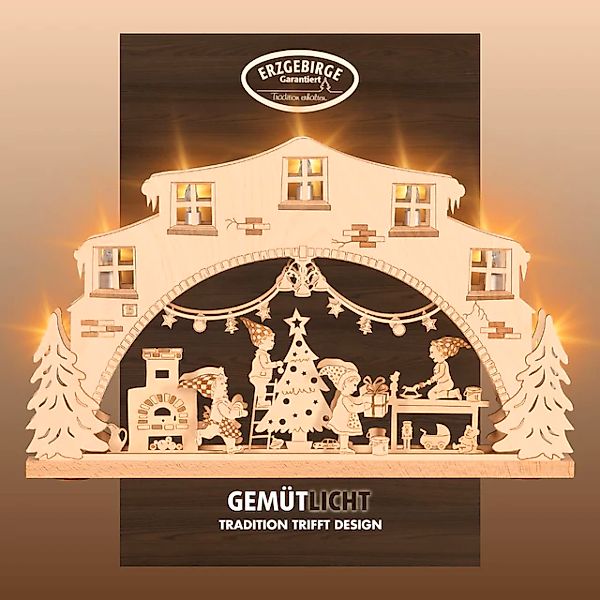 Weigla Schwibbogen »Wichtelwerkstatt, Lichterbogen aus Holz, NATUR, Made in günstig online kaufen