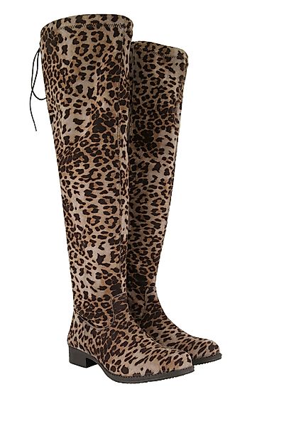 Ulla Popken Overknee-Stiefel XL-Schaft Leomuster Zipper günstig online kaufen