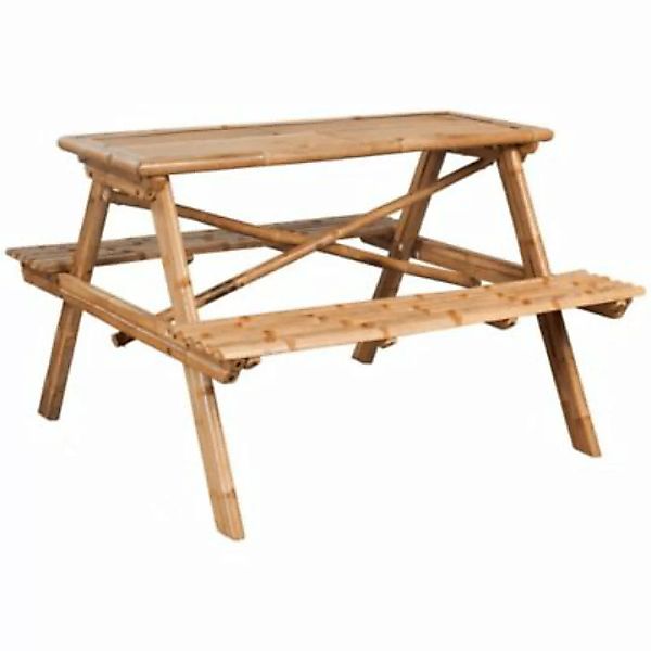 vidaXL Couchtisch 120 x 120 x 78 cm Bambus Picknicktisch braun günstig online kaufen