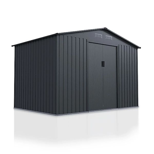 Juskys Metall Geräteschuppen Gerätehaus XL mit Pultdach in Dunkelgrau günstig online kaufen