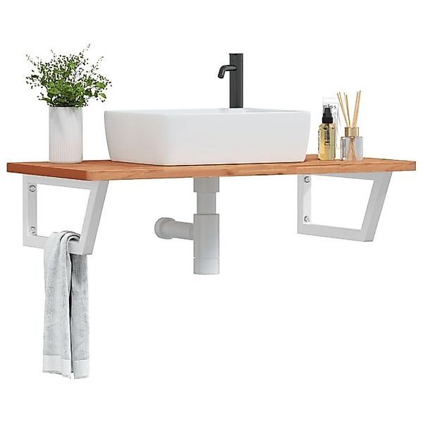 vidaXL Waschbeckenschrank Waschbeckenregal Wandmontage Stahl und Massivholz günstig online kaufen