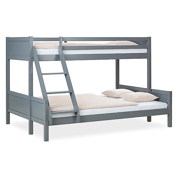 Homestyle4u Etagenbett 90x200 und 140x200 in Grau mit Lattenrost 2525 günstig online kaufen