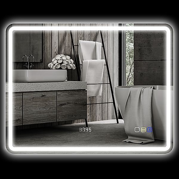HOMCOM Badspiegel mit Beleuchtung 70x90 cm LED Spiegel Wandspiegel mit Blue günstig online kaufen
