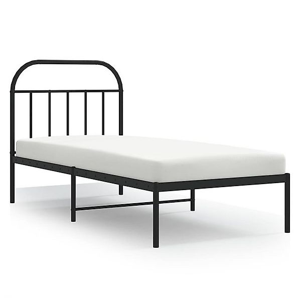 vidaXL Bettgestell, Bettrahmen mit Kopfteil Metall Schwarz 80x200 cm günstig online kaufen