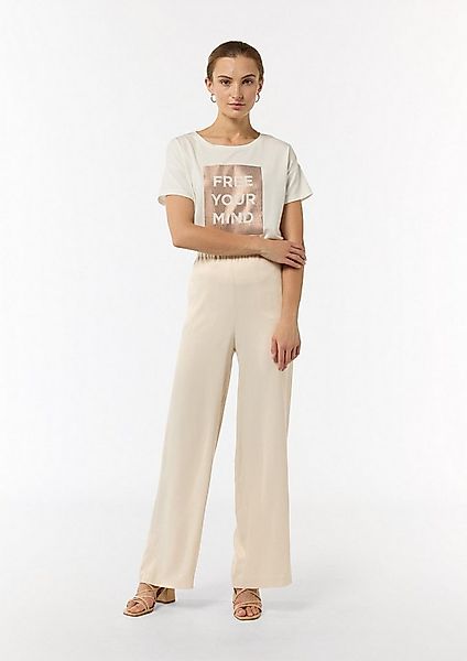 comma Chinos Hose Fließende Satin-Hose mit weitem Bein und elastischem Bund günstig online kaufen