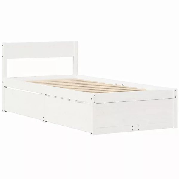 vidaXL Bett Massivholzbett mit Schubladen Weiß 90x190 cm Kiefer günstig online kaufen