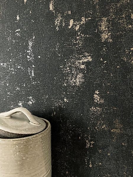 Newroom Vliestapete, Schwarz Tapete Modern Beton - Betonwand Betonoptik Gol günstig online kaufen