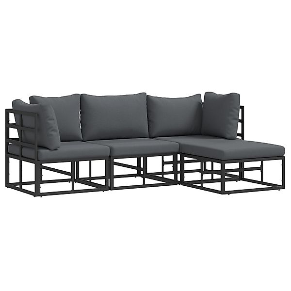 vidaXL Garten-Sofa-Set mit Kissen 4-Tlg Schwarz Aluminium 3378860 günstig online kaufen