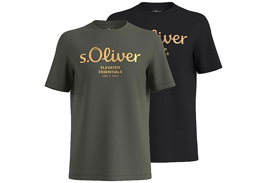 s.Oliver T-Shirt mit Metallic-Logo-Aufdruck im 2er Pack günstig online kaufen