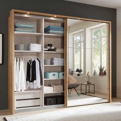 Kleiderschrank in Eiche Bianco Schwebetüren günstig online kaufen
