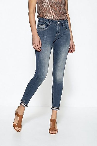ATT Jeans 5-Pocket-Jeans Leoni mit offenen Saumkanten mit glitzerndem Band günstig online kaufen