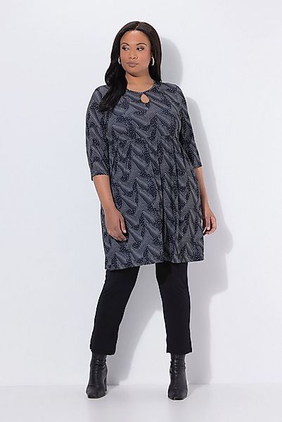 Ulla Popken Minikleid Longshirt grafischer Druck A-Linie Rundhals günstig online kaufen