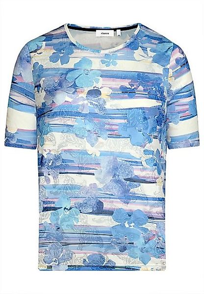 elanza T-Shirt Shirt mit Blüten und Ornamenten in Blau/Weiß (1-tlg) günstig online kaufen