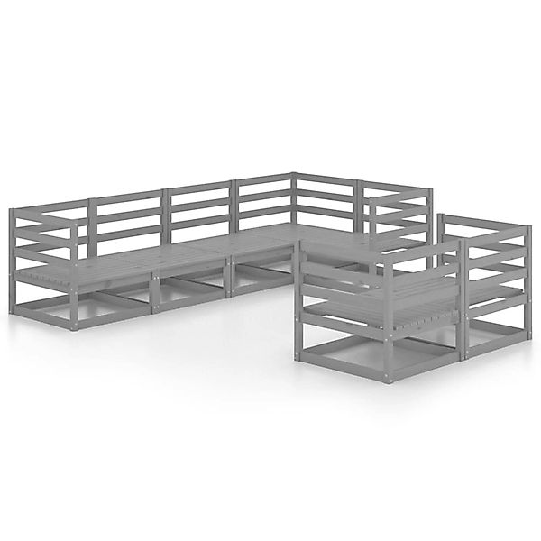 vidaXL 7-Tlg Garten-Lounge-Set Grau Massivholz Kiefer 3075646 günstig online kaufen