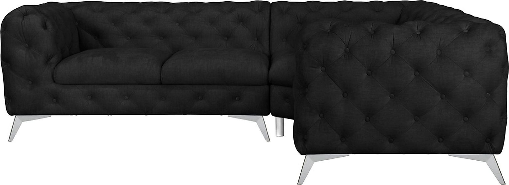 Leonique Chesterfield-Sofa "Ecksofa GLYNIS L-Form mit Wellenunterfederung, günstig online kaufen