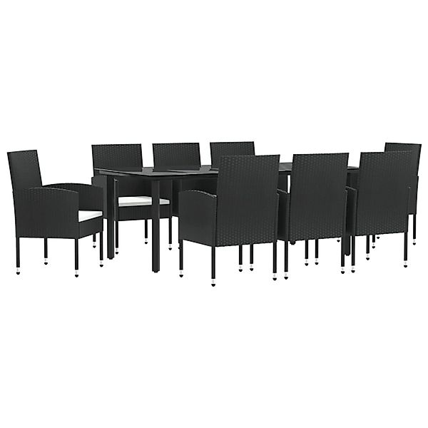 vidaXL 9-Tlg Garten-Essgruppe Schwarz Poly Rattan und Stahl 3203319 günstig online kaufen