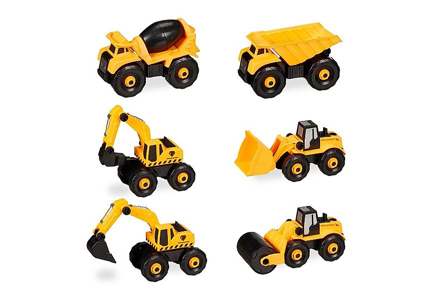 relaxdays Spielzeug-Bagger Baustellenfahrzeuge Kinder 6-tlg. Set günstig online kaufen