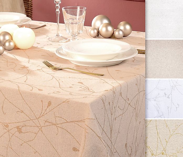 Beautex Tischdecke Baumwolle Tischdecke mit Fleckenschutz, mit Glanz-Lurex günstig online kaufen