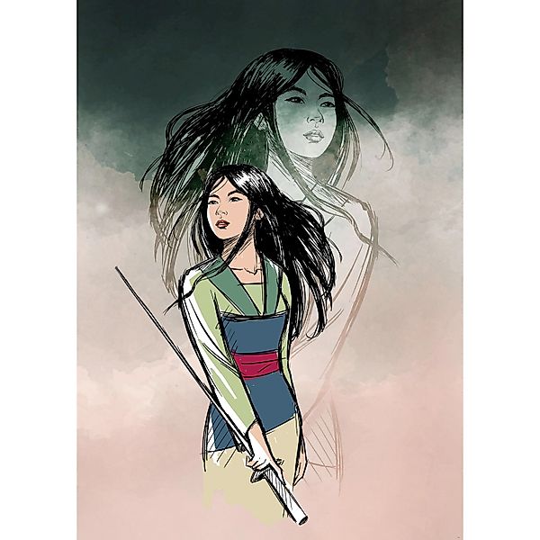Disney Fototapete Tapferer Mulan Grün Rosa und Blau 200 x 280 cm 612092 günstig online kaufen
