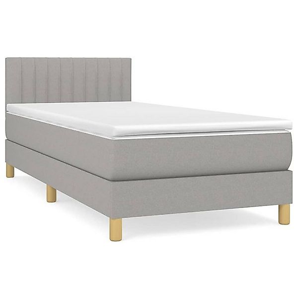 vidaXL Boxspringbett, Boxbett mit Matratze Hellgrau 90x200 cm Stoff günstig online kaufen