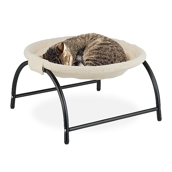 relaxdays Katzen-Hängematte Stehende Katzenhängematte mit Plüsch, günstig online kaufen