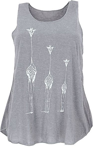 Guru-Shop T-Shirt Tanktop mit Giraffen Retrodruck, Yogatop - grau Festival, günstig online kaufen