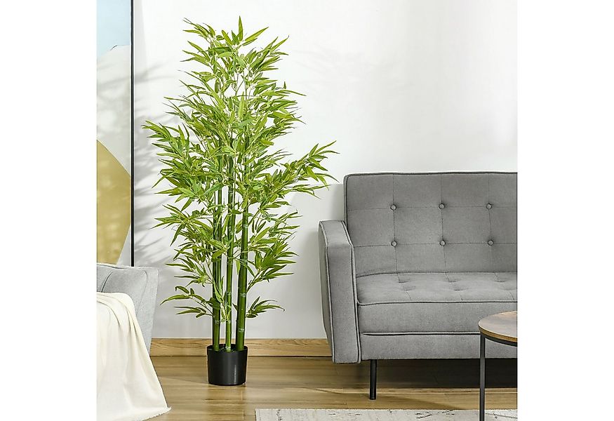 Kunstpflanze Kunstbambus mit Kunstmoos im Topf Deko Bambus, HOMCOM, Höhe 15 günstig online kaufen
