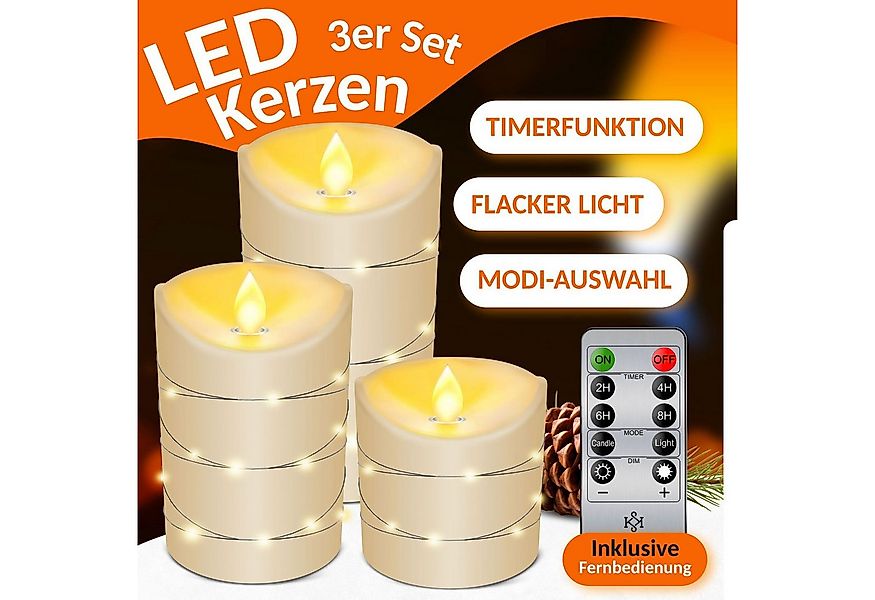 KESSER LED-Kerze, flammenlose & flackernde Kerze aus Echtwachs mit Fernbedi günstig online kaufen