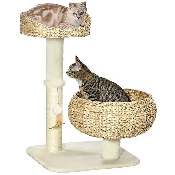 PawHut Kratzbaum Kletterbaum mit 2 Katzenbetten, günstig online kaufen