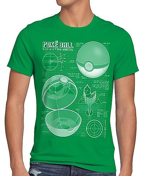 style3 T-Shirt Pokéball Blaupause monster spiel online pokemon günstig online kaufen